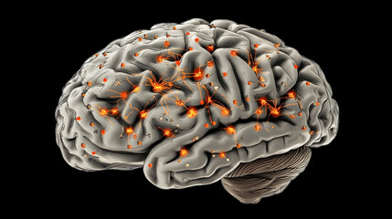 Human brain representation with neural network connections visual concept