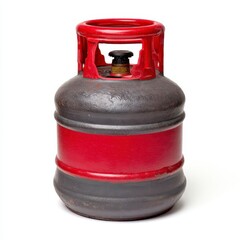 Red and Gray Propane Gas Tank on White Background