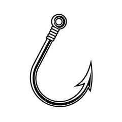 Black silhouette of a fishing hook vector Art & Illustration, fishing ornaments