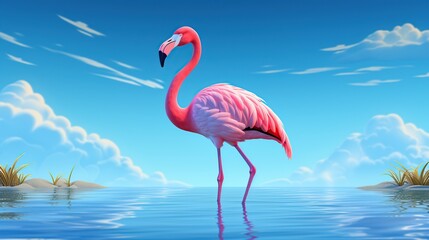 Obraz premium flamingo isolated on blue background