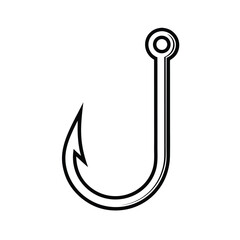 Black silhouette of a fishing hook vector Art & Illustration, fishing ornaments