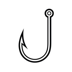 Black silhouette of a fishing hook vector Art & Illustration, fishing ornaments