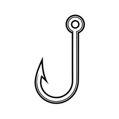 Black silhouette of a fishing hook vector Art & Illustration, fishing ornaments