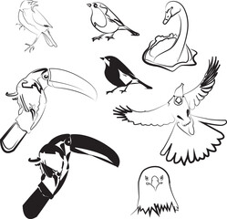 Set of Hand Drawn Bird Line Art Vector Illustrations – Minimal Outline Style Collection for Logos, Coloring Books, Tattoos, Wall Art, Posters, and Design Projects
