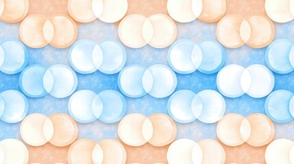 Abstract Pattern of Soft Circular Shapes in Shades of Blue and Beige with Subtle Textures