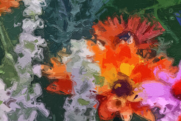 Various oil paintings, flowers, marine creatures, chrysanthemums, and beautiful ones