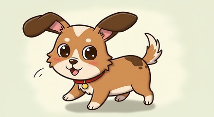 Adorable Brown Puppy Cartoon Illustration