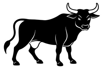 angry bull vector silhouette illustration isolated on white background