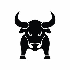 angry bull icon vector silhouette illustration isolated on white background
