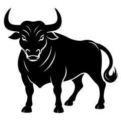 angry bull vector silhouette illustration isolated on white background