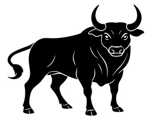 angry bull vector silhouette illustration isolated on white background