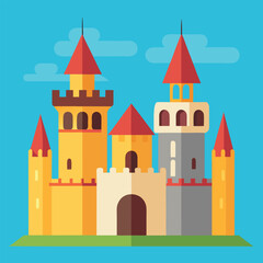 Fototapeta premium Vector illustration of a castle, fortress, suitable for children's designs, simple style