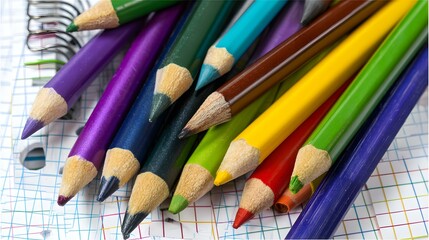 of sharpened pencils scattered on graph paper