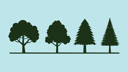 Set of forest tree silhouette vectors