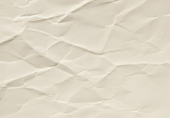 Beige Crumpled Paper Texture Background - Wrinkled, Creased, Abstract, Blank, Textured Surface, Recycled Paper, Old, Vintage