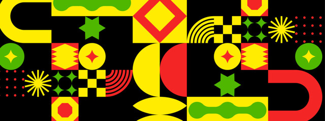 vibrant color of abstract geometric design against dark background, for textiles, backgrounds, stationery, and packaging designs