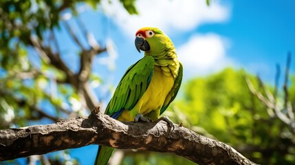 Green Parrot on Branch