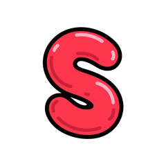 Cartoon letter S vector illustration, red alphabet S typographic design, capital letter S clip art