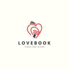 Obraz premium Love combines Book logo shape Symbol Design Template Style illustration vector