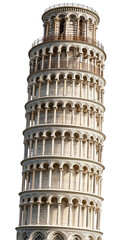 The Leaning Tower of Pisa: Iconic Italian Landmark with Distinctive Architecture and Historical Significance on transparent background
