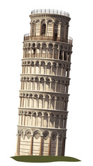 Leaning Tower of Pisa: Iconic Architectural Wonder in Italy with Historical Significance and Tourist Appeal on transparent background