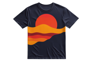 Retro Sunset T Shirt Design Vibrant 70s Style Graphic Tee with Bold Orange and Red Hues on a on transparent background