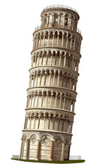 Leaning Tower of Pisa, iconic architectural marvel in Italy, showcasing Romanesque style with a unique tilt, attracting tourists and photographers alike. on transparent background