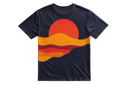 Retro Sunset T Shirt Design Vibrant 70s Style Graphic Tee with Bold Orange and Red Hues on a on transparent background
