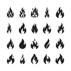 Fire Flame Icons Vector Set for Logo and Illustration