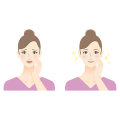 シワ取りした女性のイラスト