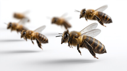 Flying Bees Cluster Captured Mid Air with Clear Detail