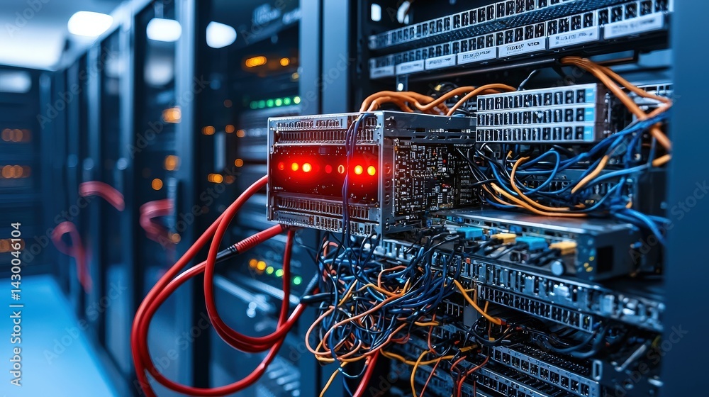 Poster Data server technology in action exploring network infrastructure data center digital content high-tech environment