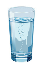Glass of Sparkling Water - Vector Illustration