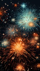 Fototapeta premium Artistic fireworks display sparkling on a deep night sky celebrating festive occasions