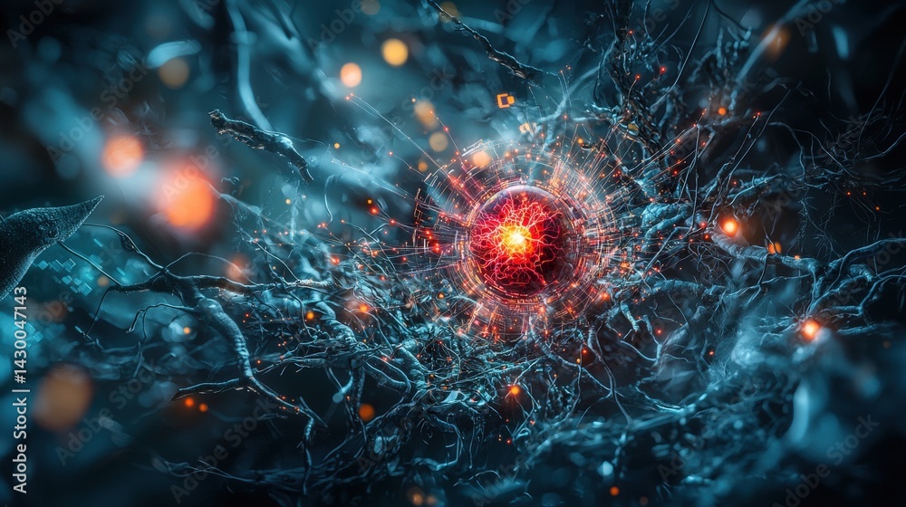 Poster virtual environment of quantum energy dynamics abstract art and scientific inspiration in a digital 