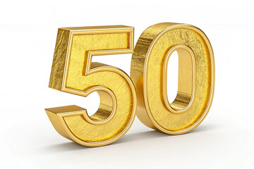 Golden Number 50: Elegant Metallic Milestone