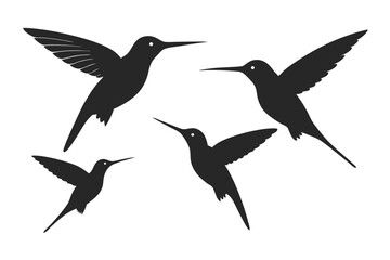 set of hummingbird vector silhouette illustration isolated on white background