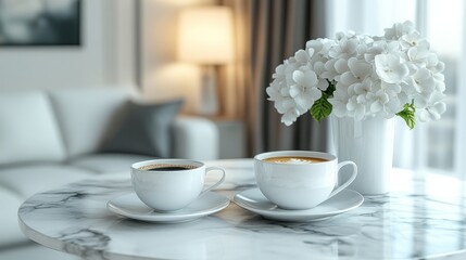 Fototapeta premium Cozy coffee break in a modern living room