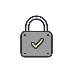 Verified security colored icons, minimalist vector illustration ,simple transparent graphic element .Isolated on white background