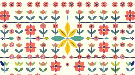 Obraz premium Floral pattern design with repeating flowers and plants