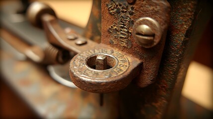 machine with rusted metal and dusty surface