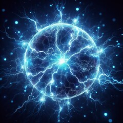 Obraz premium Crackling Lightning electric blue light