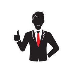Businessman Giving Thumbs Up Silhouette Confidence Concept Vector