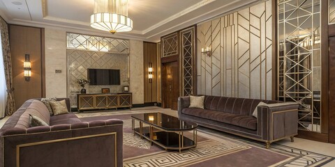 This home's living room interior features a comfortable sofa and armchair near a fireplace, showcasing a cozy design