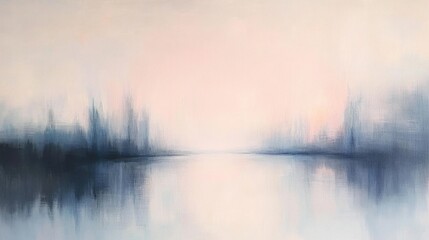 Fototapeta premium Serene Pink And Blue Water Landscape At Dawn