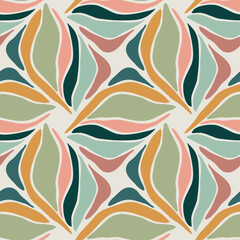 Trendy minimalist seamless botanical pattern with abstract creative hand drawn composition