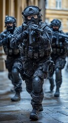 SWAT team in urban operation