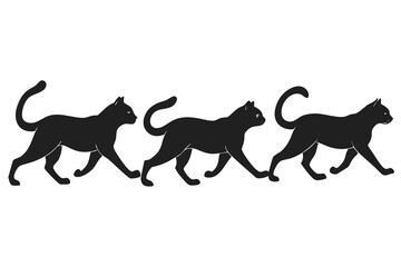 set of cat vector silhouette illustration isolated on white background