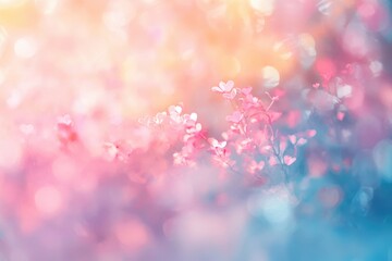 Soft Pink and Blue Flowers in Dreamy Sunlight