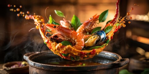 Vibrant Seafood Dish with Fresh Ingredients and Culinary Artistry